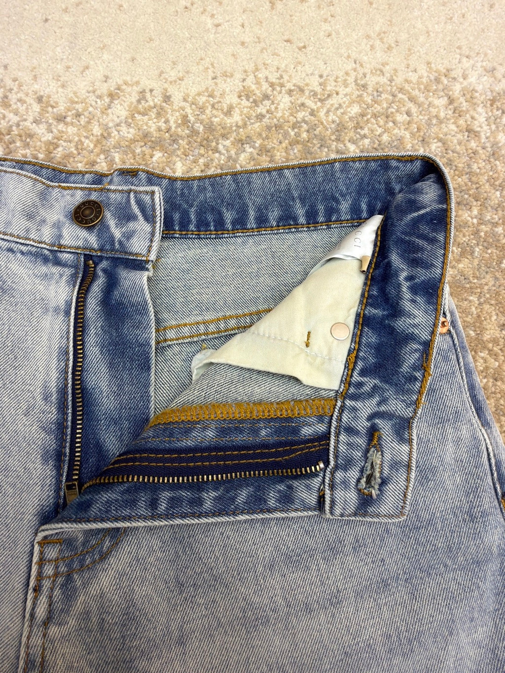 GUCCI - cotton denim pants with horsebit