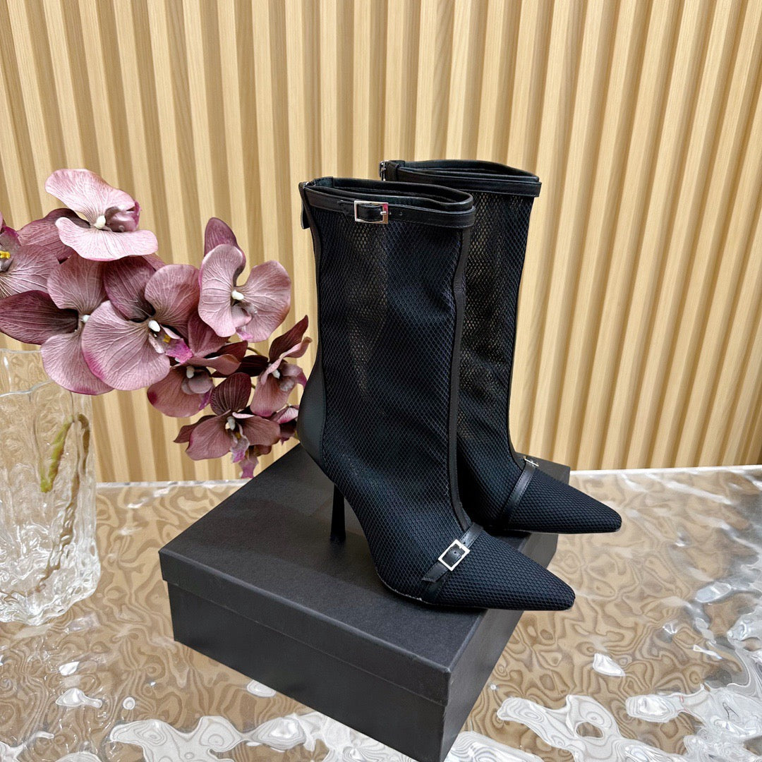 SAINT LAURENT - Oxalis Mesh Pointed Boots