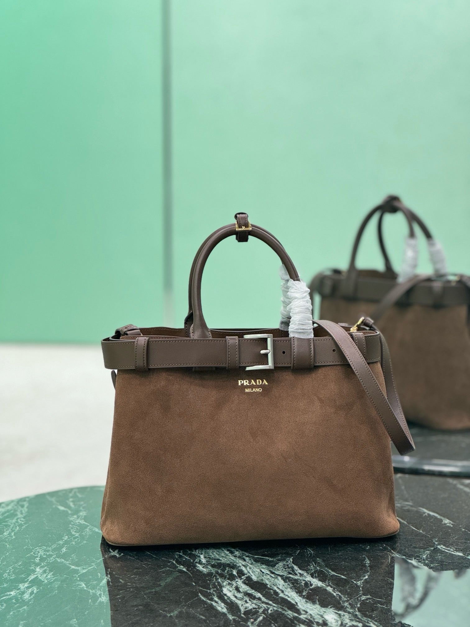 PRADA - Prada Buckle Small Leather Handbag With Belt