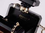 CHANEL - Chanel Balck/Gold Plexiglass Perfume Bottle Evening Bag