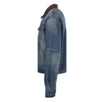 LOUIS VUITTON - Leather-Trim Cropped Denim Jacket