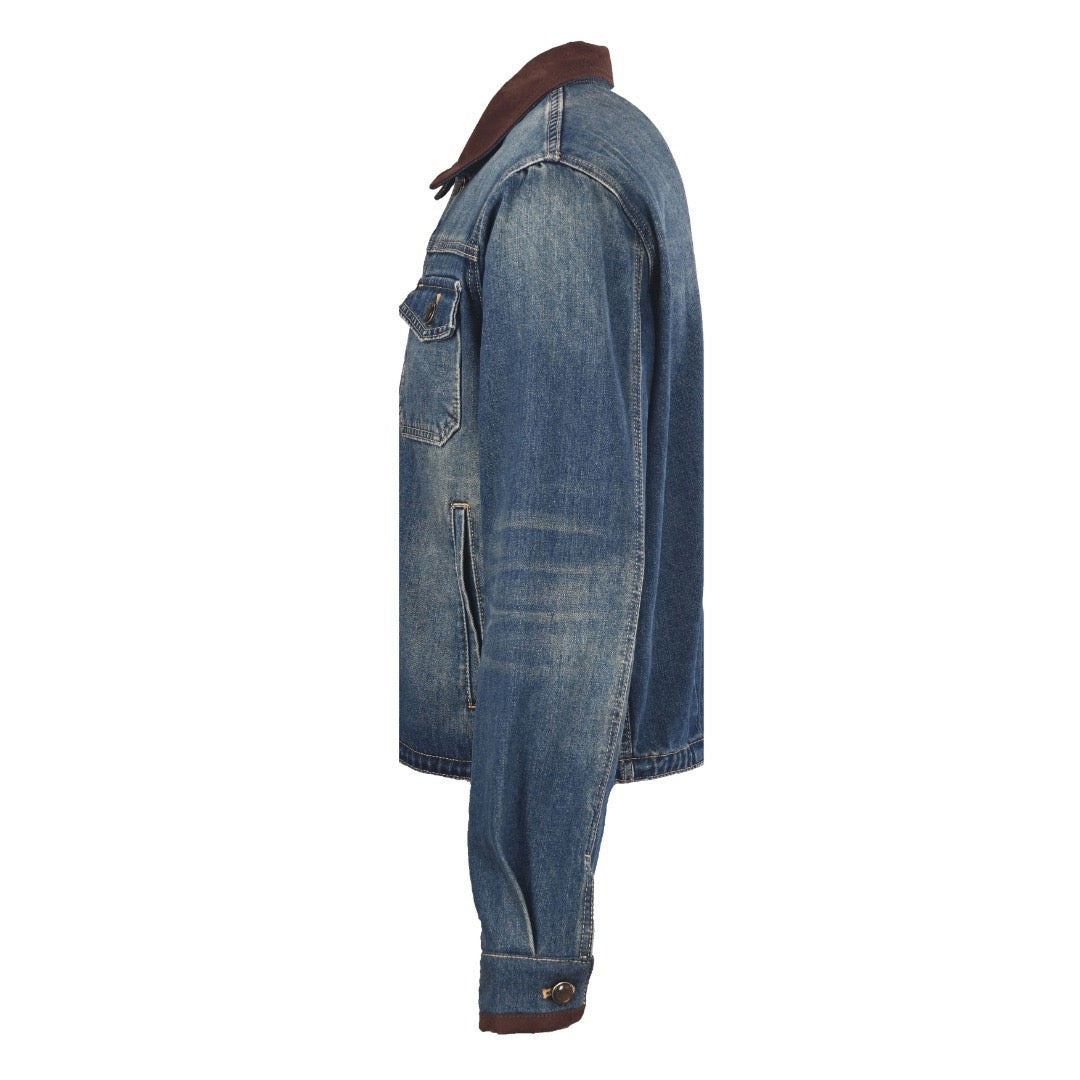 LOUIS VUITTON - Leather-Trim Cropped Denim Jacket