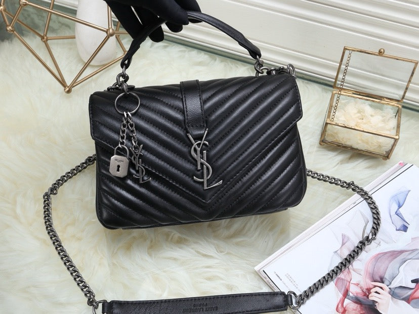 SAINT LAURENT- Black Leather Handbag