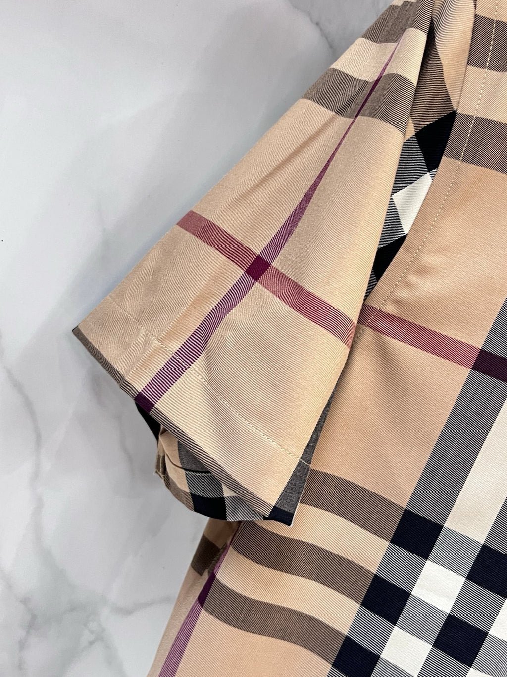 BURBERRY - Stretch Poplin Check Short Sleeve Shirt