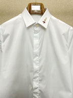 GUCCI -  Cotton shirt with embroidered collar