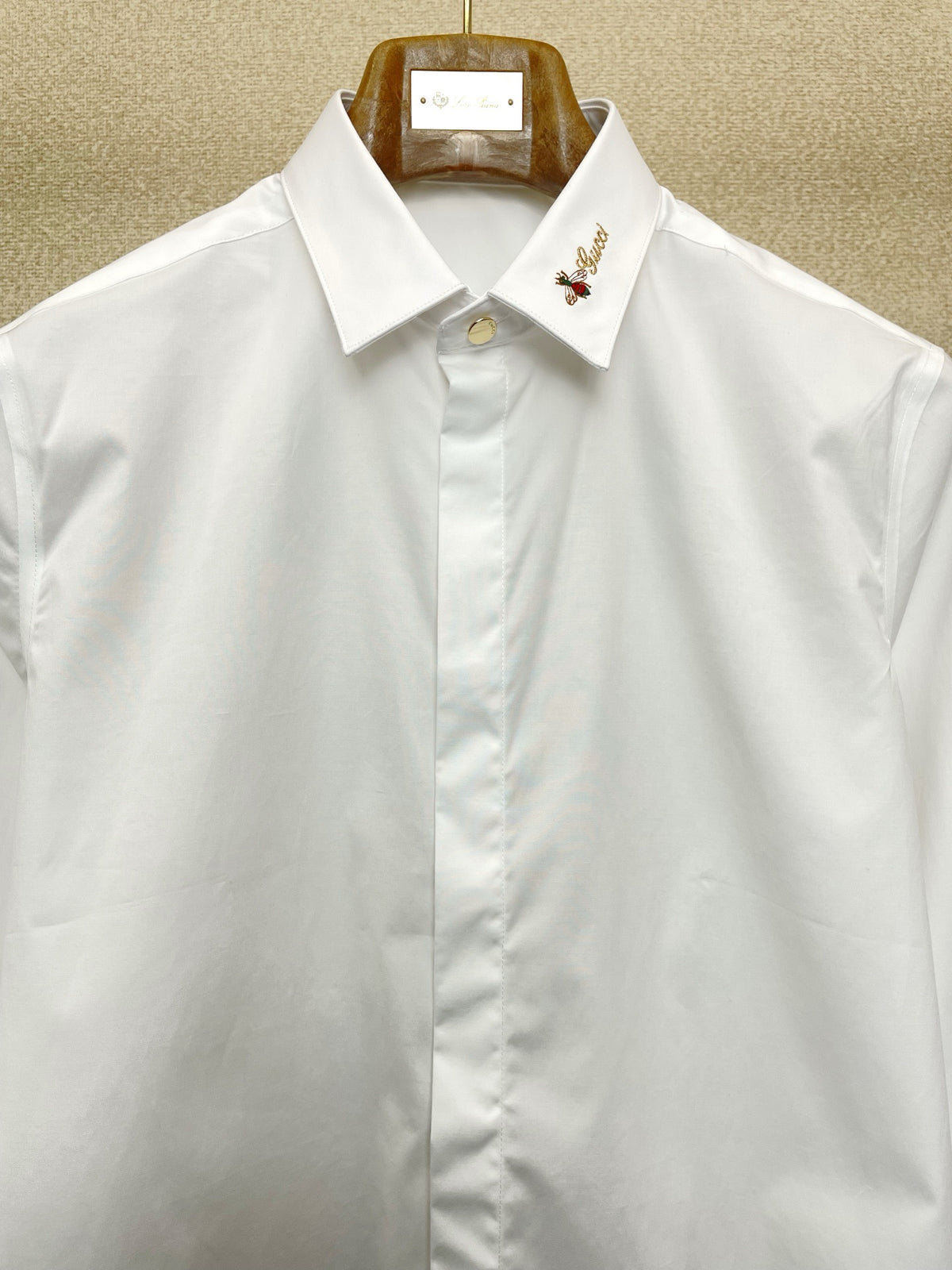 GUCCI -  Cotton shirt with embroidered collar