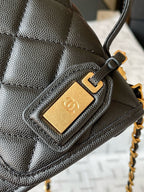 CHANE - School Memory Top Handle Flap Bag Quilted Caviar Small