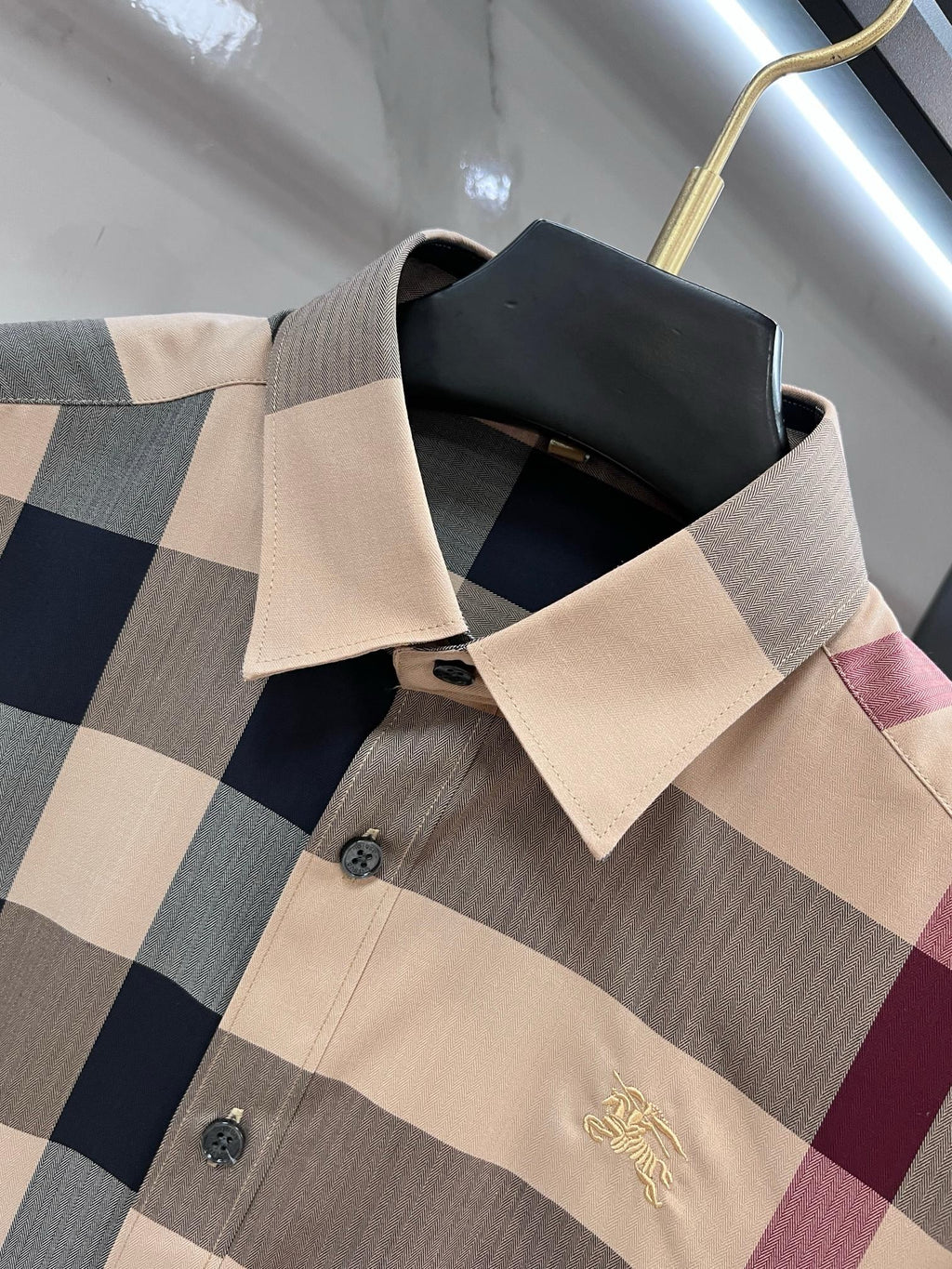 BURBERRY - Stretch Poplin Check long Sleeve Shirt