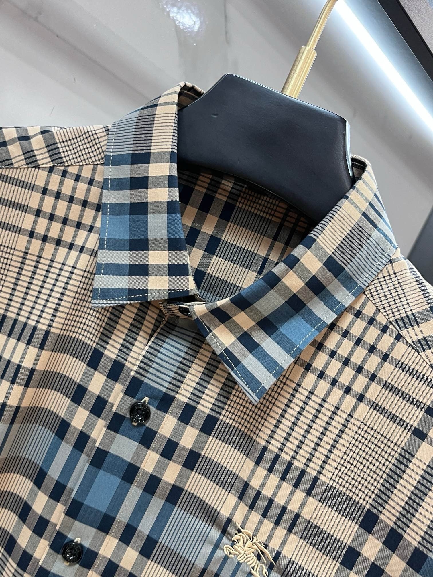 BURBERRY - Stretch Poplin Check Short Sleeve Shirt