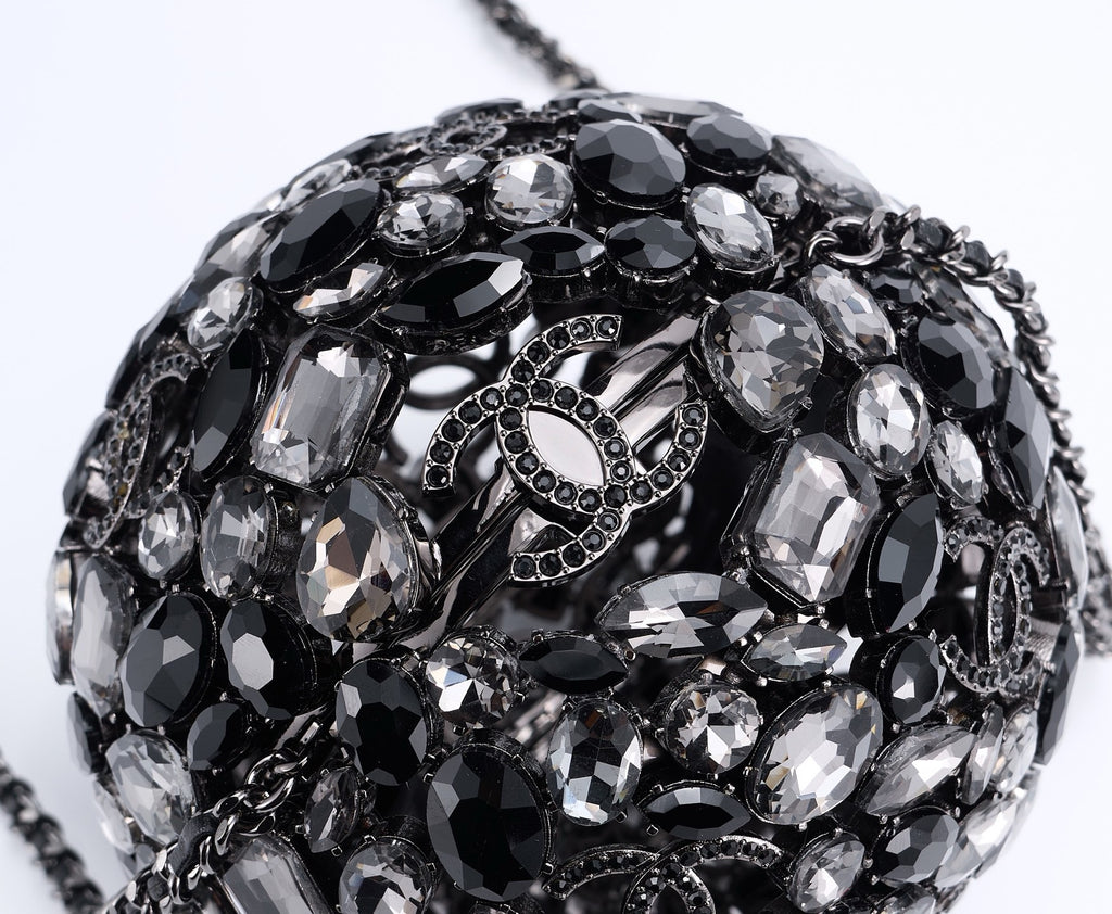 CHANEL - Gold Metal Strass Crystal Sphere Minaudiere Clutch Hardware, 2025