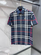 BURBERRY - Stretch Poplin Check Short Sleeve Shirt