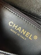 CHANE - Caviar Quilted mini Sweetheart Rectangular Flap Black