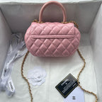 CHANEL - Lambskin Quilted Mini Top Handle Rectangular Flap Pink