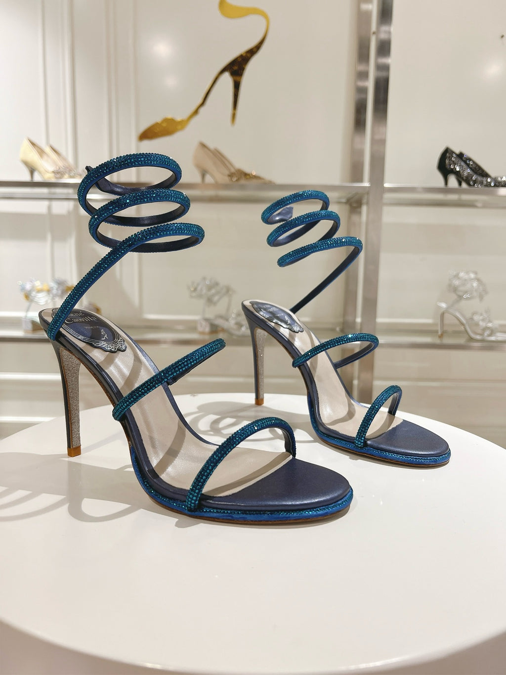 RENE CAOVILLA - CLEO blue SANDAL WITH CRYSTAL 105