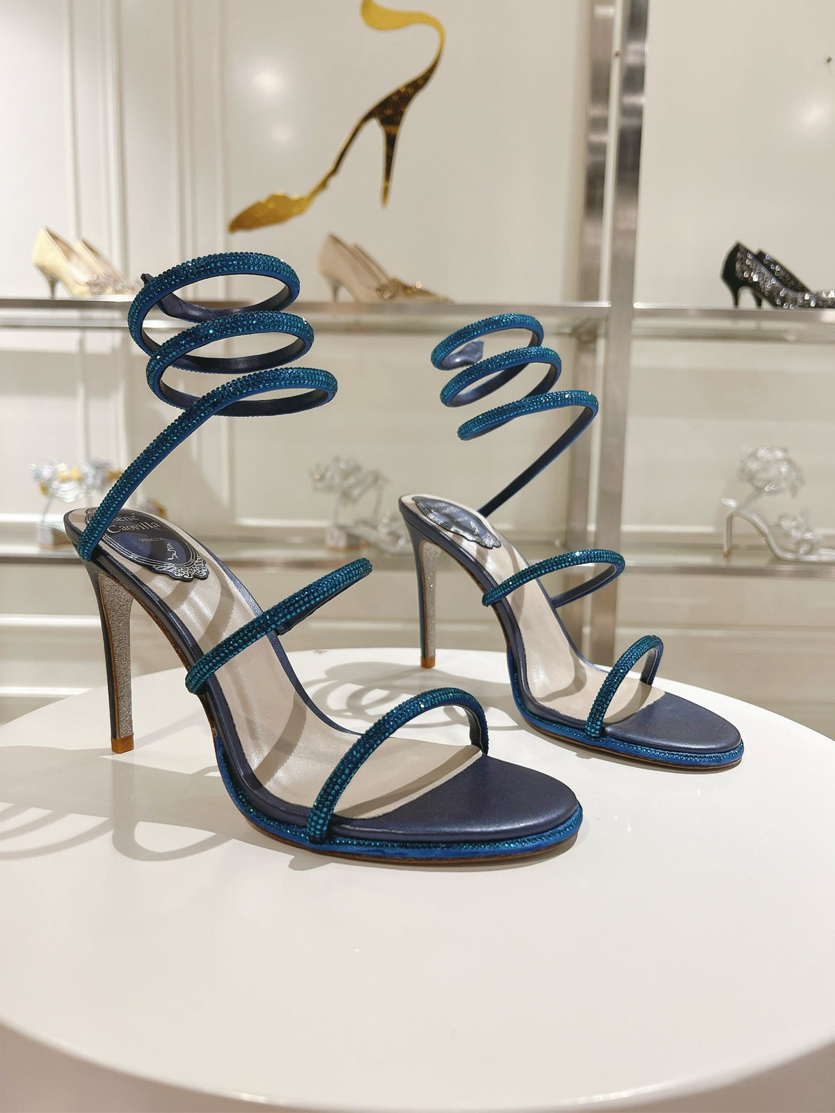 RENE CAOVILLA - CLEO blue SANDAL WITH CRYSTAL 105