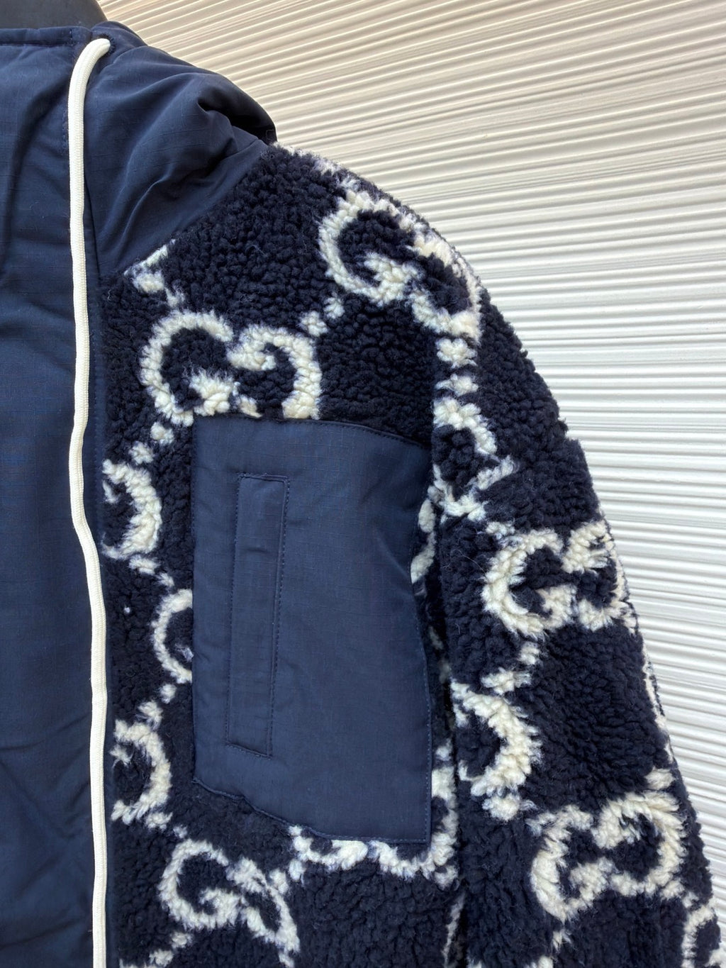 GUCCI  - Blue Gg Fuzzy Fabric Jacquard