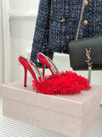 JIMMY CHOO - Mesh Pumps with Petal Embroidery and Crystal Chain