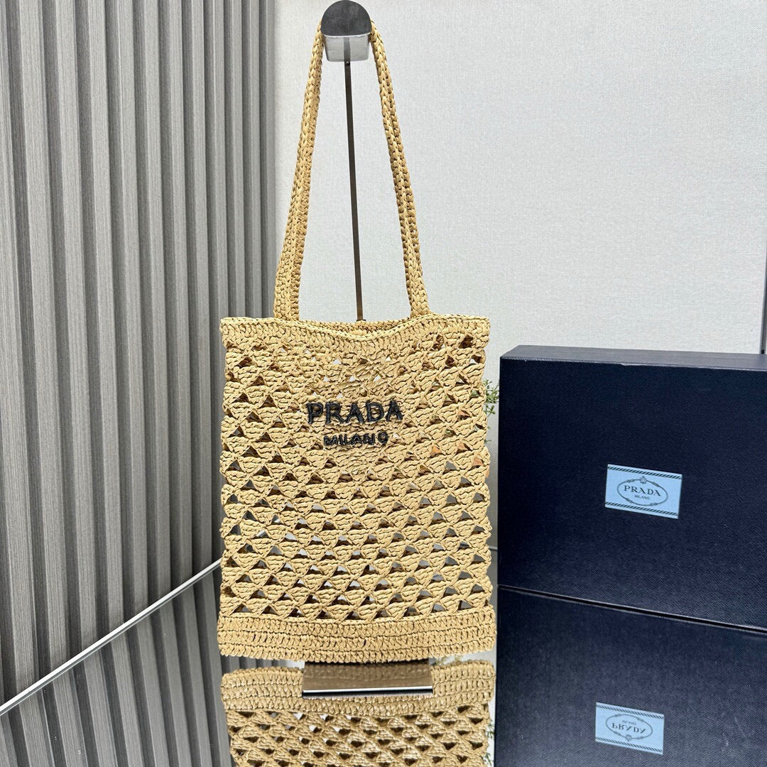 PRADA - woven crochet tote bag