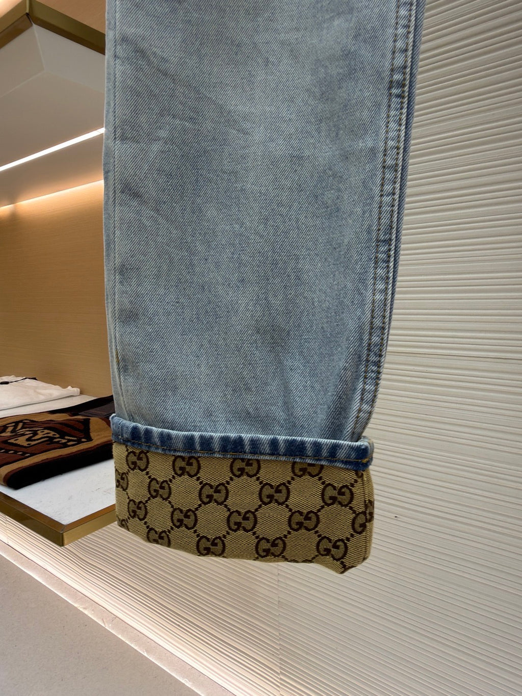 GUCCI - cotton denim pants with horsebit