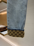 GUCCI - cotton denim pants with horsebit