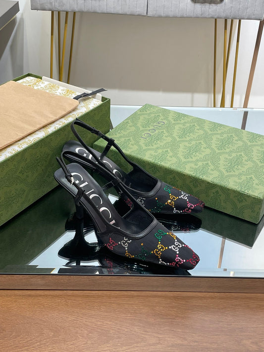 GUCCI - Square Toe Crystal Rhinestone Pumps
