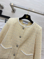 CHANEL - Chanel Light Yellow Tweed Jacket and Dress Set