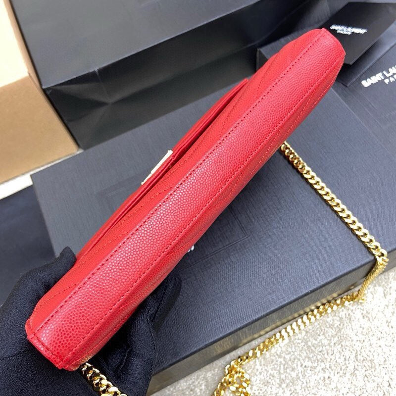 SAINT LAURENT- Red Leather Handbag