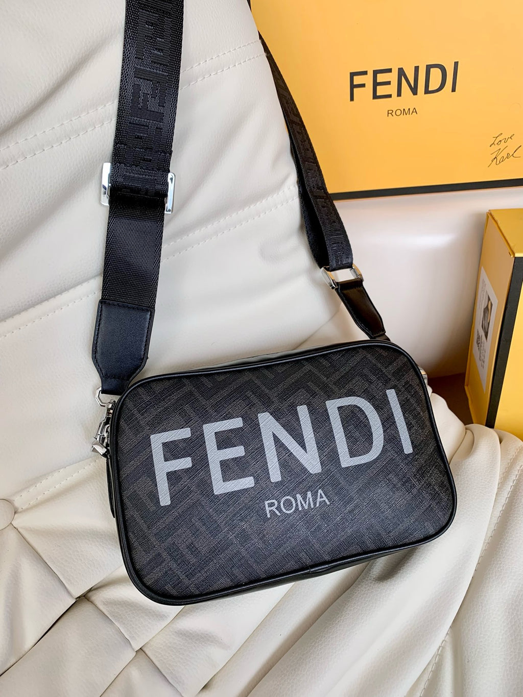 FENDI -  Zucca Coated Canvas and Leather Camera Bag