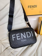 FENDI -  Zucca Coated Canvas and Leather Camera Bag