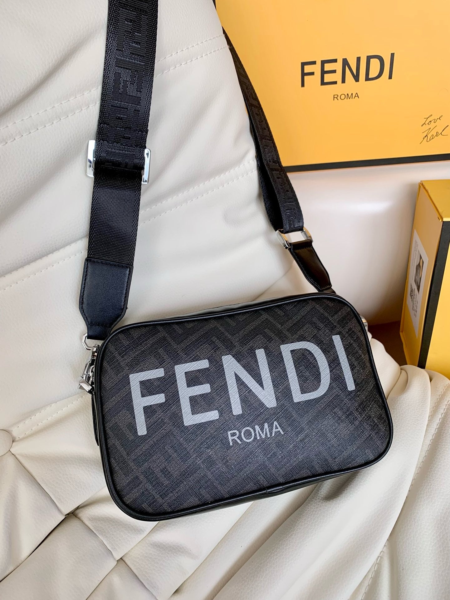 FENDI -  Zucca Coated Canvas and Leather Camera Bag