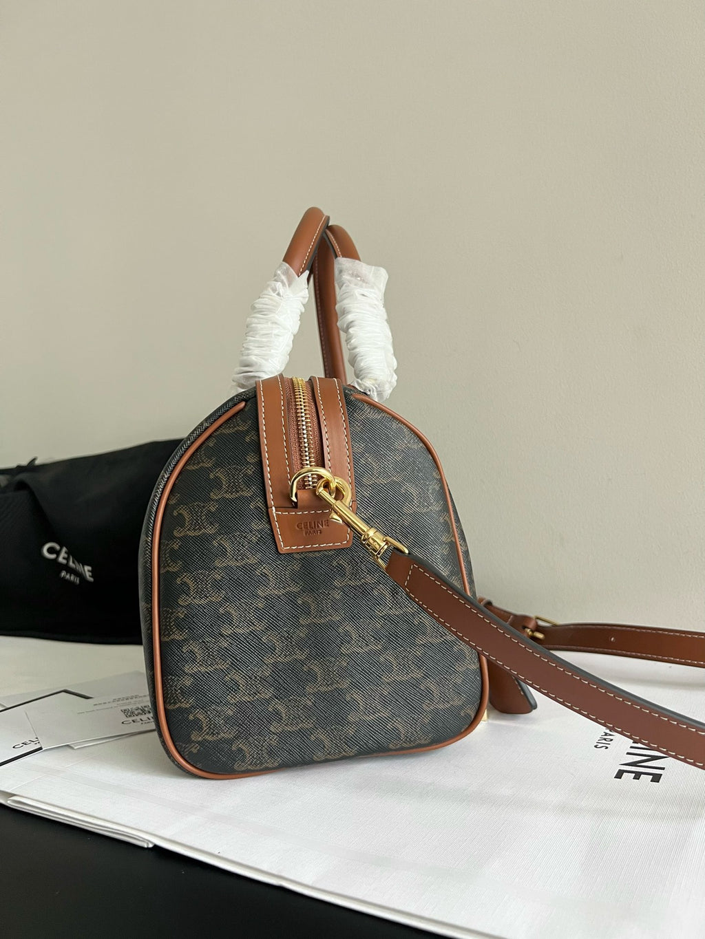 CELINE - BOSTON IN TRIOMPHE CANVAS AND CALFSKIN