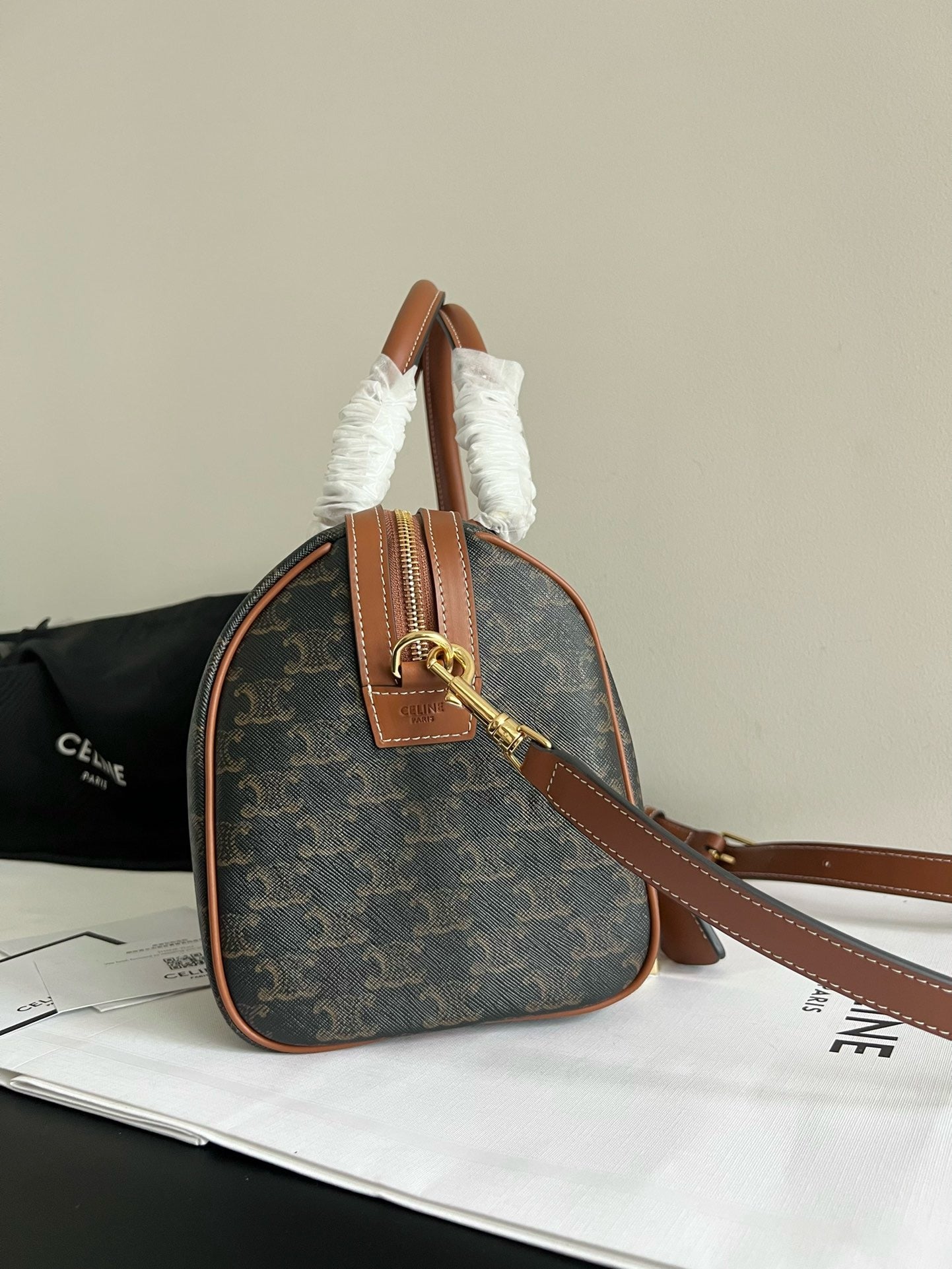 CELINE - BOSTON IN TRIOMPHE CANVAS AND CALFSKIN