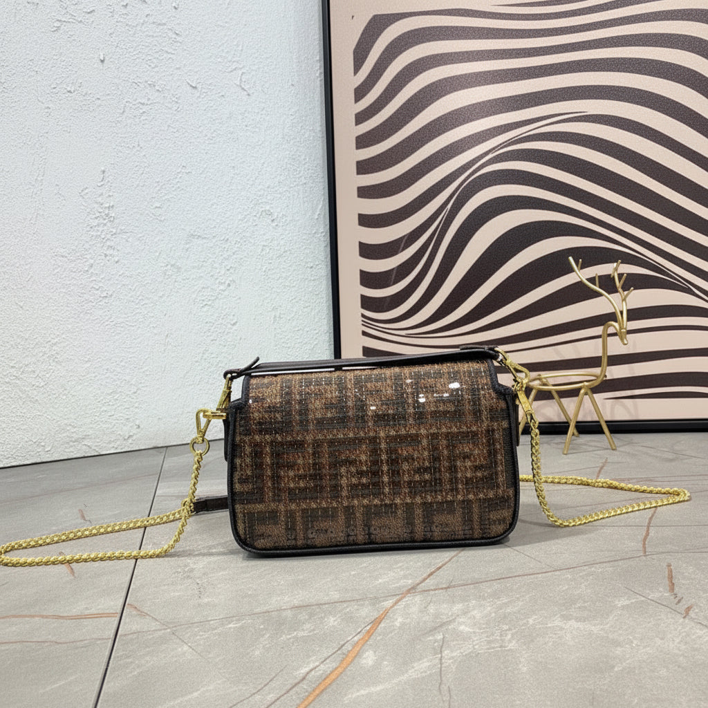 FENDI - Medium Baguette Bag in crystal FF Motif