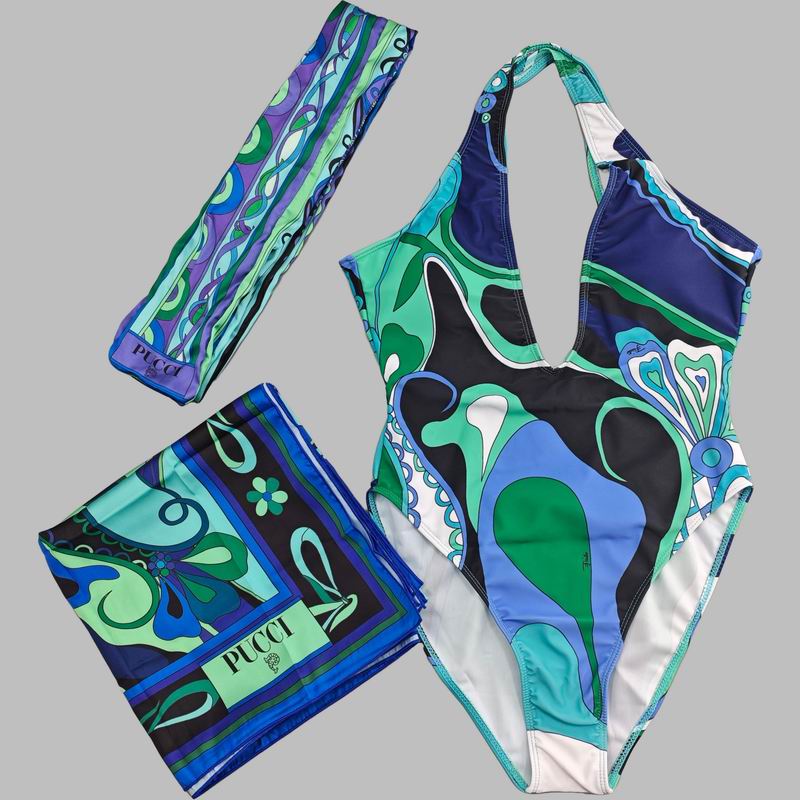 PUCCI - Patterned Halterneck One-Piece Swimsuit