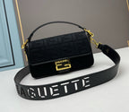 FENDI - Extra Baby black FF Cotton Canvas Medium Baguette Bag