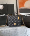 CHANE - School Memory Top Handle Flap Bag Quilted Caviar Small