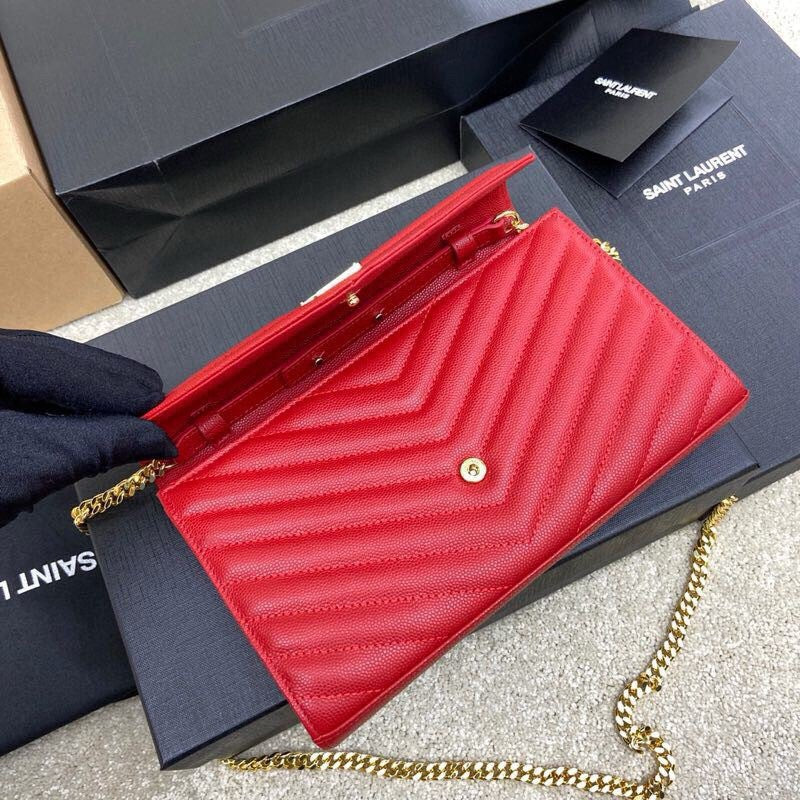 SAINT LAURENT- Red Leather Handbag