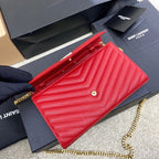 SAINT LAURENT- Red Leather Handbag
