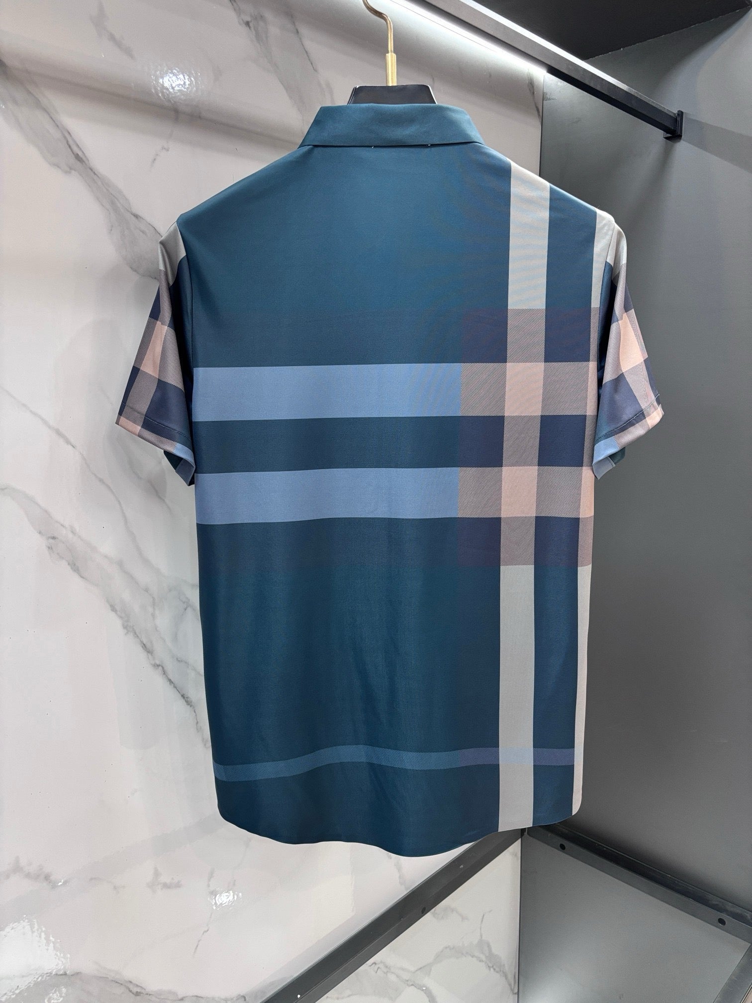 BURBERRY - Stretch Poplin Check Short Sleeve Shirt