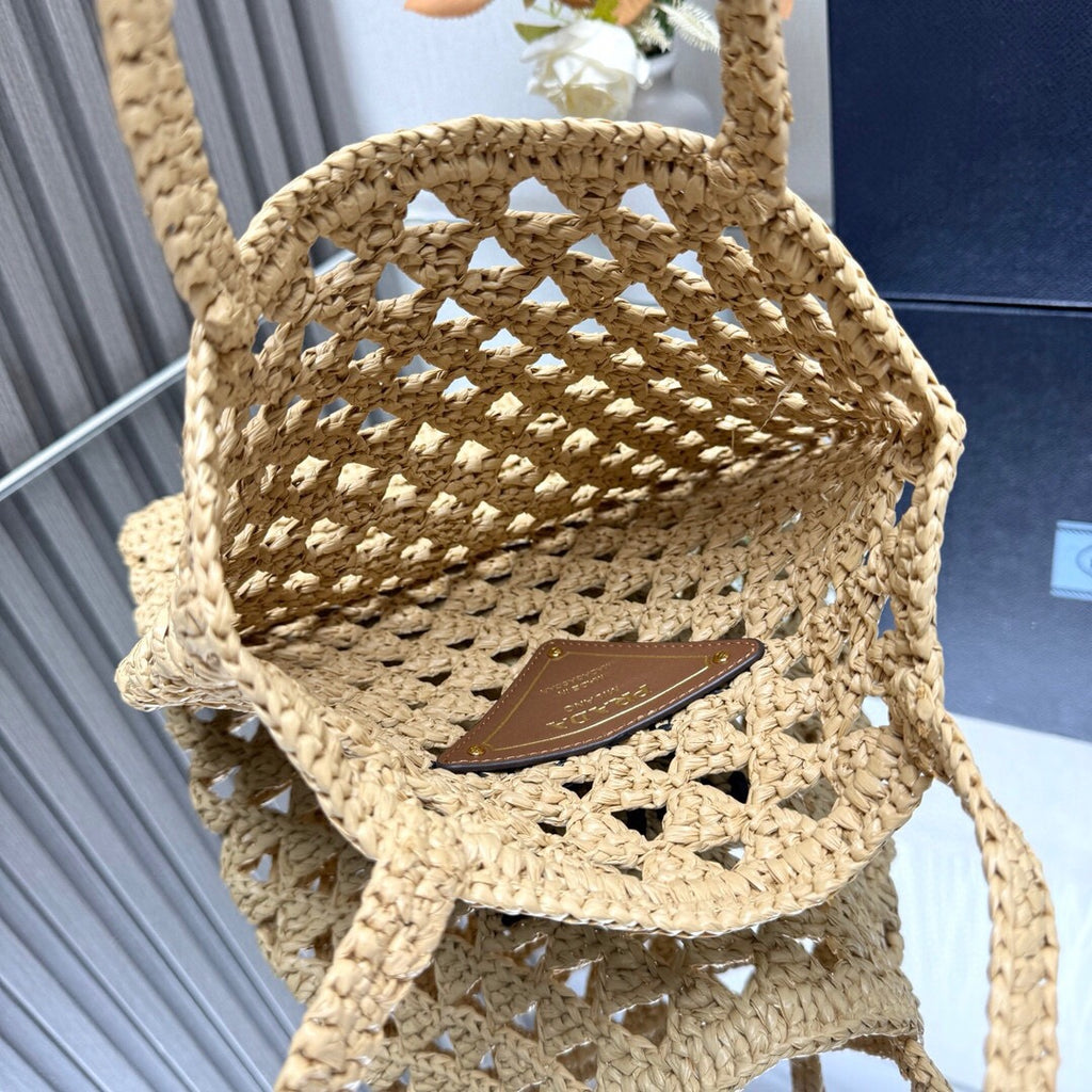 PRADA - woven crochet tote bag