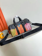 LOUIS VUITTON - LV X YK Monogram Eclipse Reverse Pumpkin Keepall Bandouliere 25