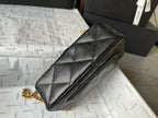 CHANE - Caviar Quilted mini Sweetheart Rectangular Flap Black