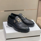 GIVENCHY - Givenchy Black Squared Buckle Loafers