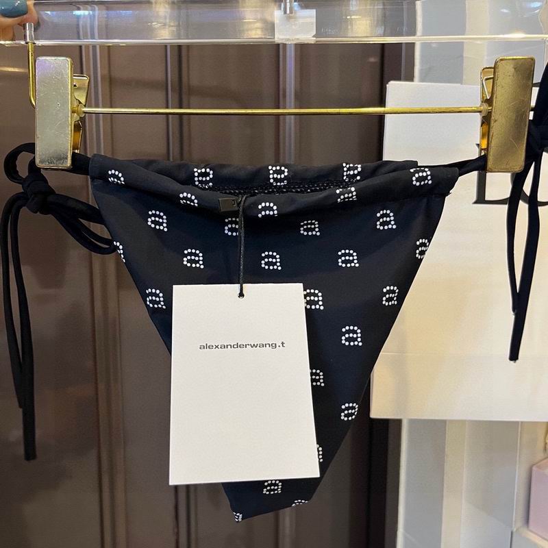 ALEXANDER WANG - Women's Black Crystal Logo Bikini Top