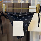 ALEXANDER WANG - Women's Black Crystal Logo Bikini Top