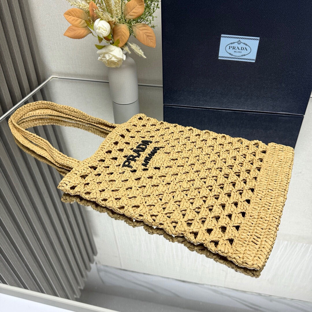 PRADA - woven crochet tote bag