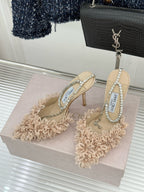 JIMMY CHOO - Mesh Pumps with Petal Embroidery and Crystal Chain