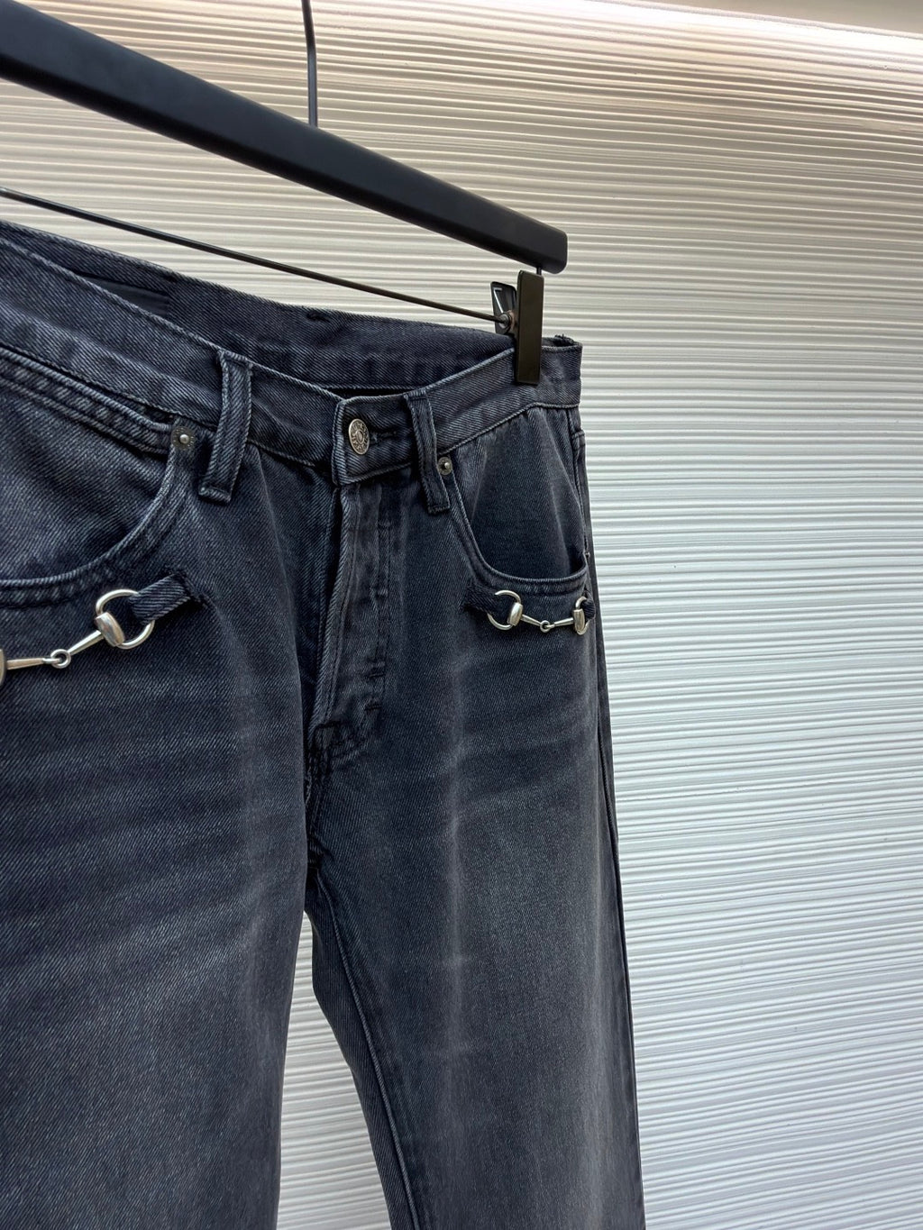 GUCCI - cotton denim pants with horsebit
