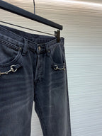 GUCCI - cotton denim pants with horsebit