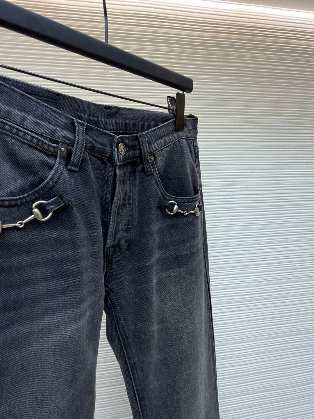 GUCCI - cotton denim pants with horsebit